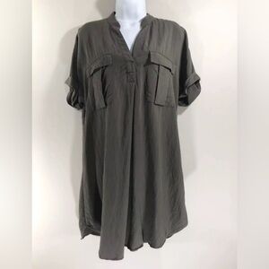 H&M Olive Green Women’s V-Neck Tunic/Shirt Dress (Size 4) EUC